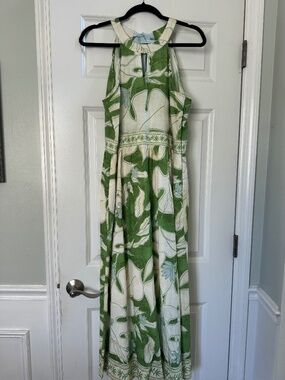 Spartina 449 Andie Midi Dress Ogeechee Tropical Leaf L